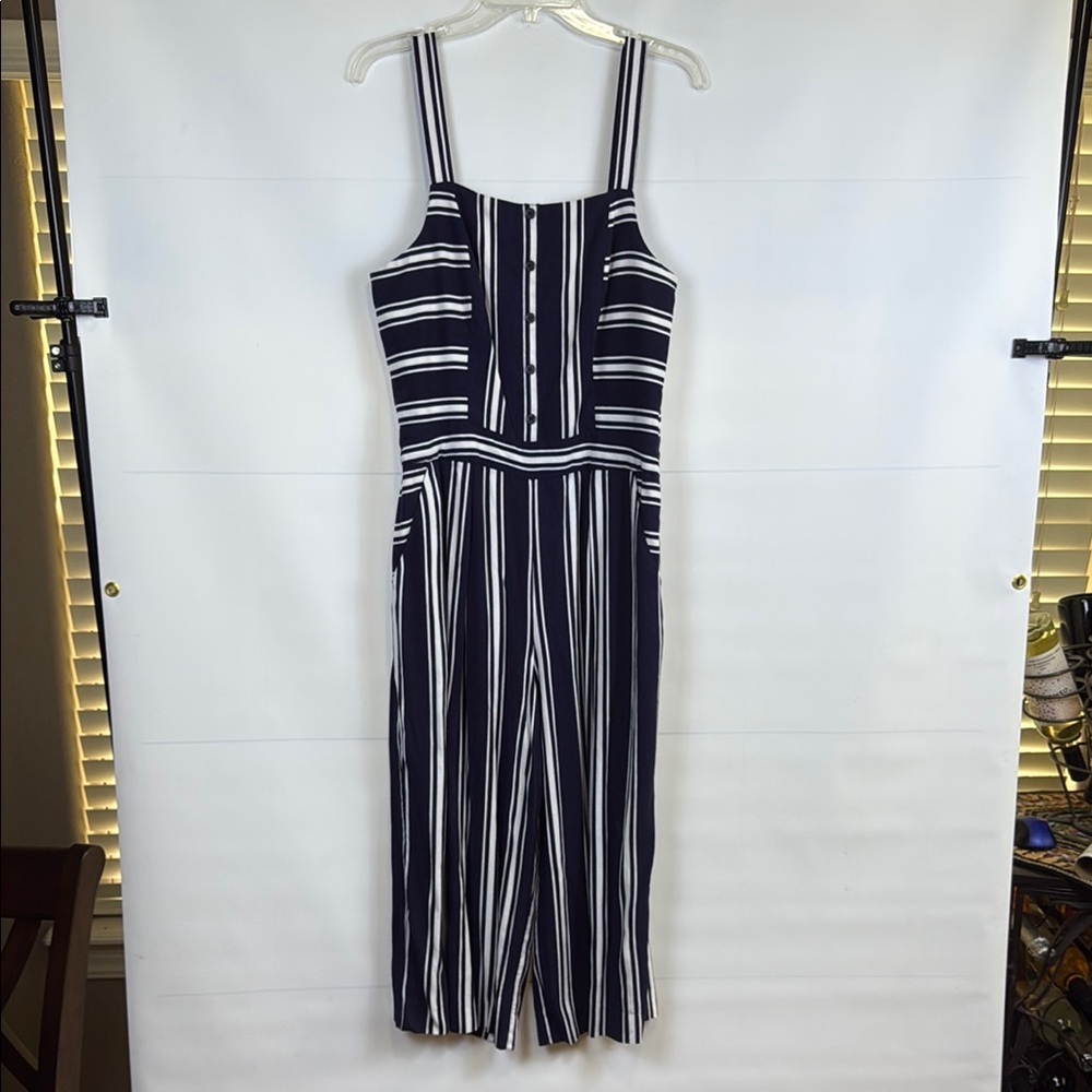 1. State Blue and White Striped Jumpsuit